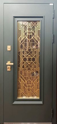 Стальная дверь "Изумруд" с окном и лазерной резкой (терморазрыв 3к)
