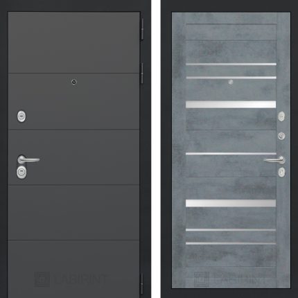 Входная дверь ART 20 - Бетон темный, зеркальные вставки