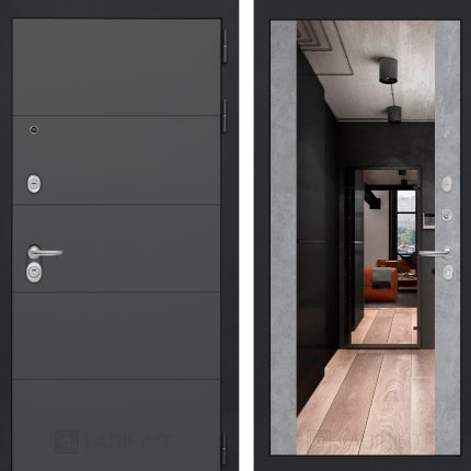 Входная дверь ART с Зеркалом Максимум - Бетон светлый