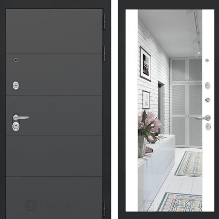 Входная дверь ART с Зеркалом Максимум - Белый софт