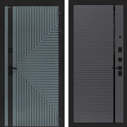 Входная дверь CREDOR 22 - Графит софт, черная вставка