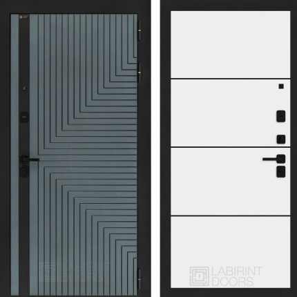 Входная дверь CREDOR 25 - Белый софт, черный молдинг