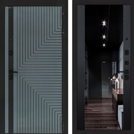 Входная дверь CREDOR с Зеркалом тонированным Максимум - Черный кварц