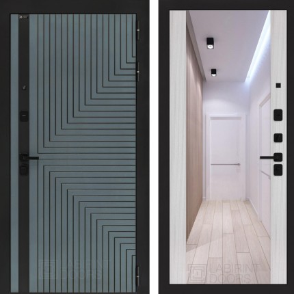 Входная дверь CREDOR с Зеркалом Максимум - Сандал белый