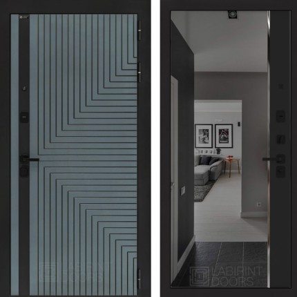 Входная дверь CREDOR с зеркалом Панорама с тонировкой - Черный кварц