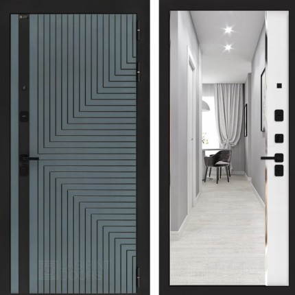 Входная дверь CREDOR с зеркалом Панорама - Белый софт