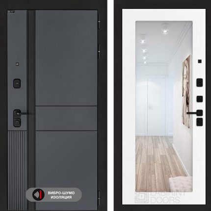 Входная дверь EVOLAB с Зеркалом 18 - Белое дерево