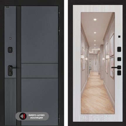 Входная дверь EVOLAB с Зеркалом 18 - Сандал белый