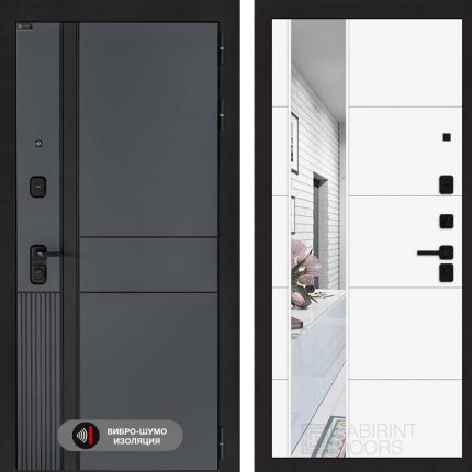 Входная дверь EVOLAB с зеркалом 19 - Белый софт