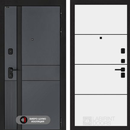 Входная дверь EVOLAB 25 - Белый софт, черный молдинг