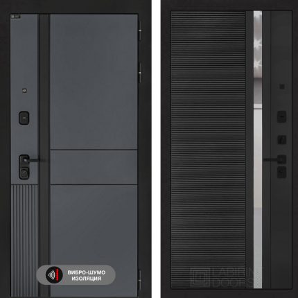 Входная дверь EVOLAB 31 - Черный кварц, зеркальная вставка с тонировкой