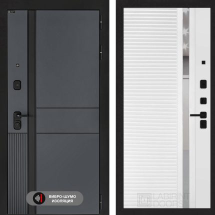 Входная дверь EVOLAB 31 - Белый софт, зеркальная вставка с тонировкой