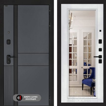 Входная дверь EVOLAB с Зеркалом Фацет - Белый софт