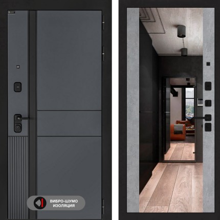 Входная дверь EVOLAB с Зеркалом Максимум - Бетон светлый