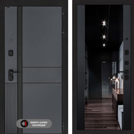 Входная дверь EVOLAB с зеркалом тонированным Максимум - Черный кварц