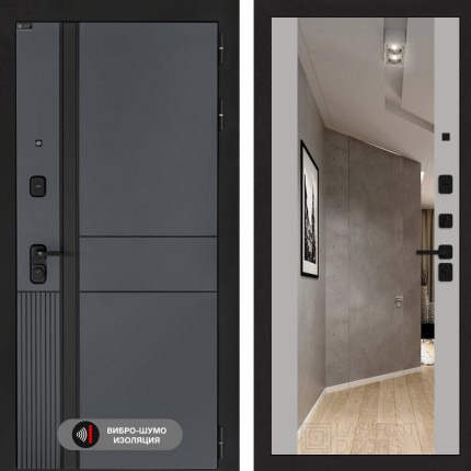 Входная дверь EVOLAB с Зеркалом Максимум - Грей софт