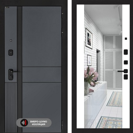 Входная дверь EVOLAB с зеркалом Максимум - Белый софт