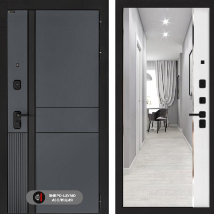 Входная дверь EVOLAB с зеркалом Панорама - Белый софт