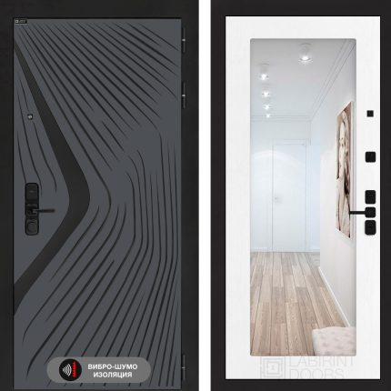 Входная дверь LEOLAB с зеркалом 18 - Белое дерево