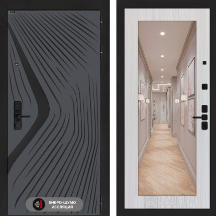 Входная дверь LEOLAB с зеркалом 18 - Сандал белый