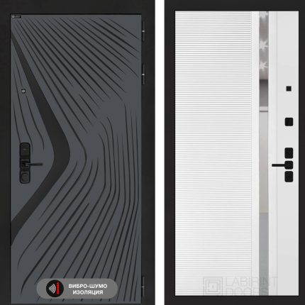 Входная дверь LEOLAB 31 - Белый софт, зеркальная вставка с тонировкой