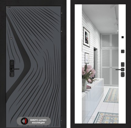 Входная дверь LEOLAB с Зеркалом Максимум - Белый софт