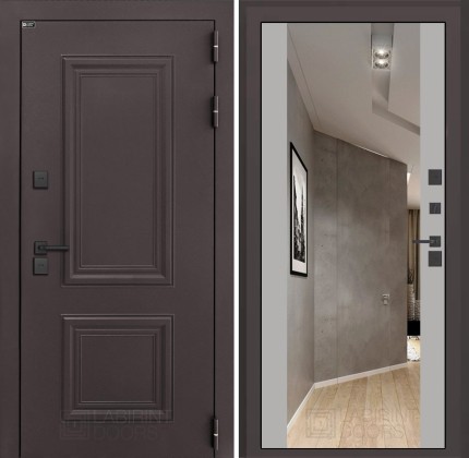 Входная дверь Полярис лайт с Зеркалом Максимум - Грей софт