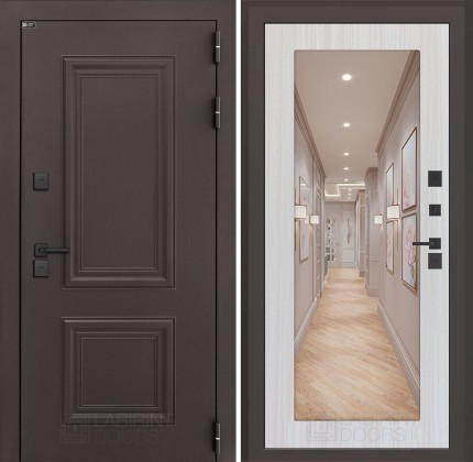 Входная дверь Полярис лайт с зеркалом 18 - Сандал белый