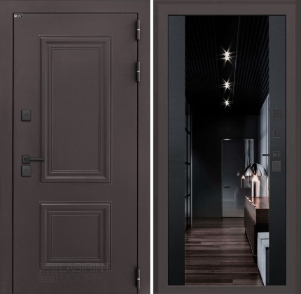 Входная дверь Полярис лайт с тонированным зеркалом Максимум - Черный кварц