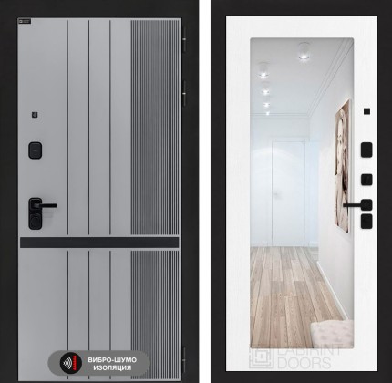 Входная дверь SKYLAB с Зеркалом 18 - Белое дерево