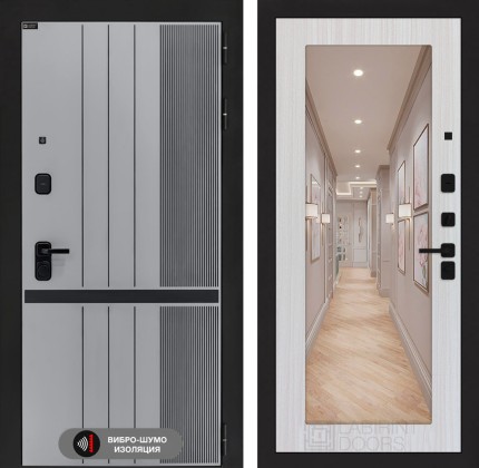 Входная дверь SKYLAB с Зеркалом 18 - Сандал белый