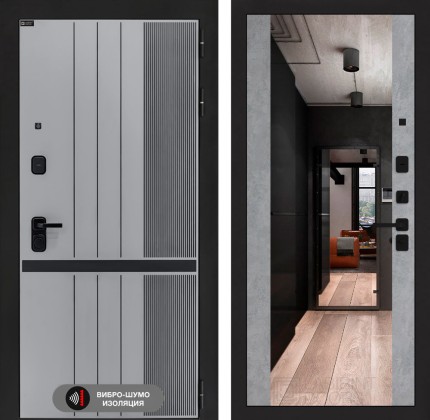 Входная дверь SKYLAB с Зеркалом Максимум - Бетон светлый