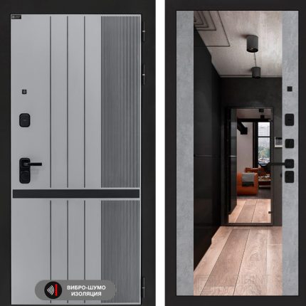 Входная дверь SKYLAB с Зеркалом Максимум - Бетон светлый