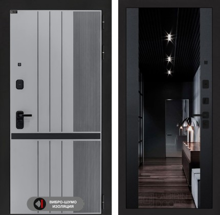 Входная дверь SKYLAB с зеркалом тонированным Максимум - Черный кварц