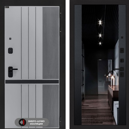 Входная дверь SKYLAB с зеркалом тонированным Максимум - Черный кварц