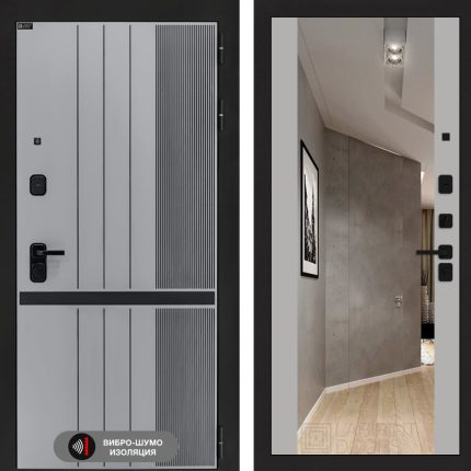 Входная дверь SKYLAB с Зеркалом Максимум - Грей софт