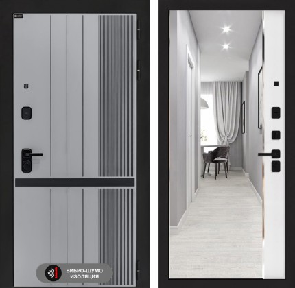 Входная дверь SKYLAB с зеркалом Панорама - Белый софт