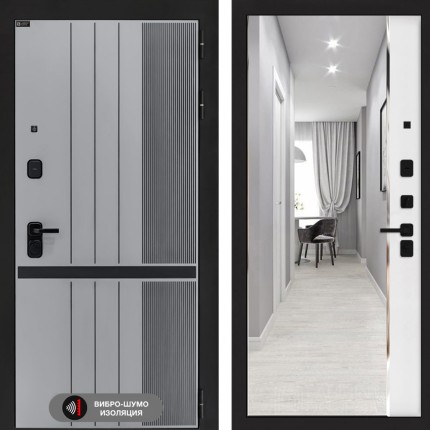 Входная дверь SKYLAB с зеркалом Панорама - Белый софт