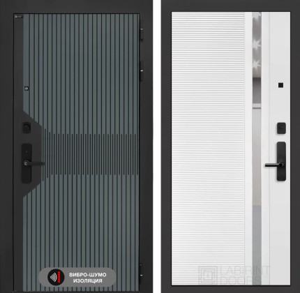 Входная дверь Смартлаб 31 - Белый софт, зеркальная вставка с тонировкой