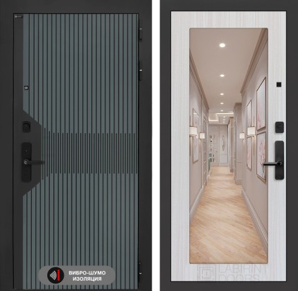 Входная дверь Смартлаб с Зеркалом 18 - Сандал белый