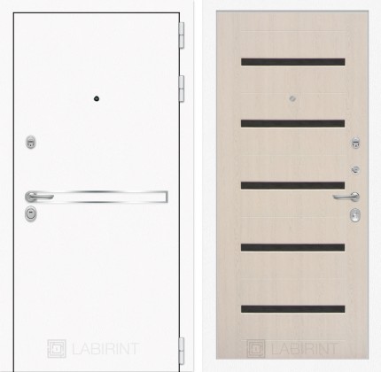 Входная дверь Лайн WHITE 01 - Беленый дуб, стекло черное