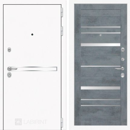 Входная дверь Лайн WHITE 20 - Бетон темный, зеркальные вставки