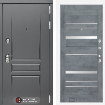 Входная дверь Платинум 20 - Бетон темный, зеркальные вставки