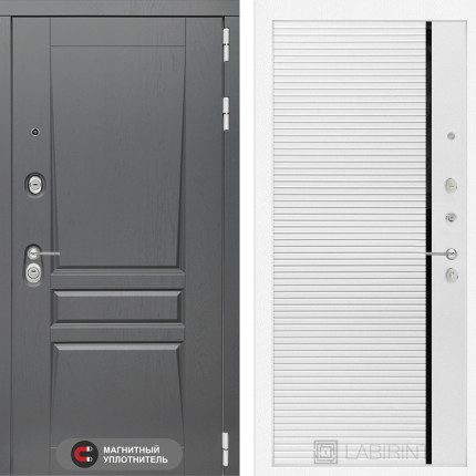 Входная дверь Платинум 22 - Белый софт, черная вставка