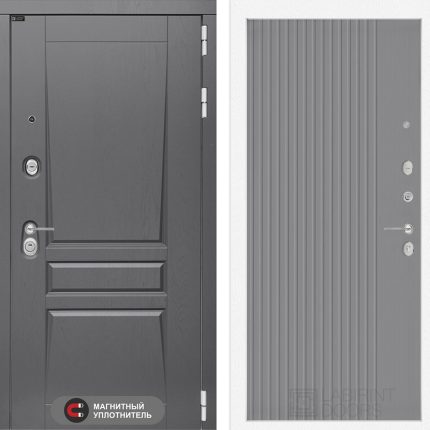 Входная дверь Платинум 29 - Серый рельеф софт
