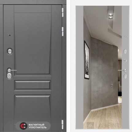 Входная дверь Платинум с Зеркалом Максимум - Грей софт