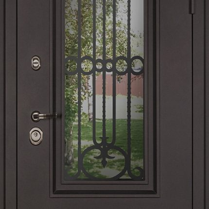 Стальная дверь "Аляска" с окном и лазерной резкой (терморазрыв)