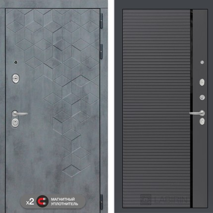 Входная дверь Бетон 22 - Графит софт, черная вставка