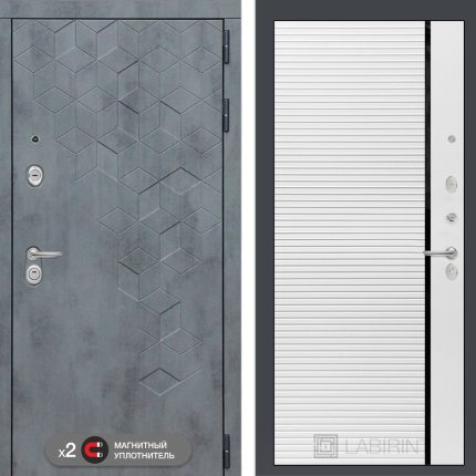 Входная дверь Бетон 22 - Белый софт, черная вставка