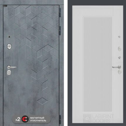 Входная дверь Бетон 30 - Белый рельеф софт